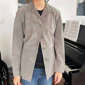 Grey suede fitted jacket